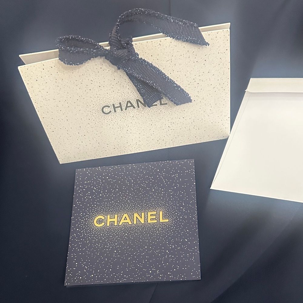 Chanel Navy and White Card Set with Gold Logo